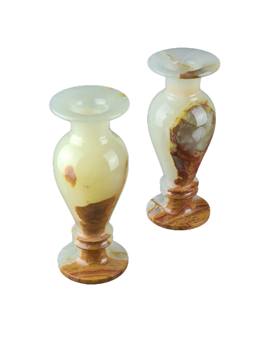 Onyx White & Brown Vase Set