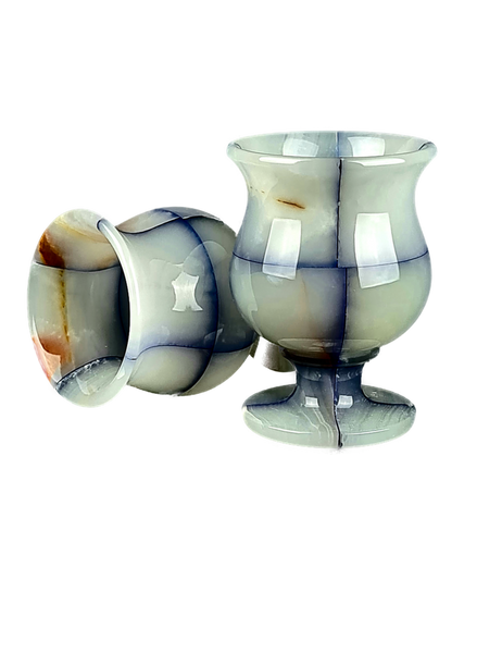 Onyx Goblets (Set of 2), Onyx Wine Glasses, Marble carved glasses