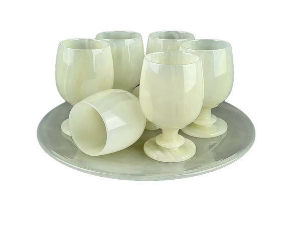 Onyx Goblets (Set of 6), Onyx Wine Glasses, Marble carved glasses