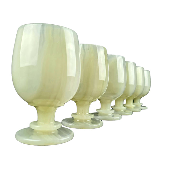 Onyx Goblets (Set of 6), Onyx Wine Glasses, Marble carved glasses
