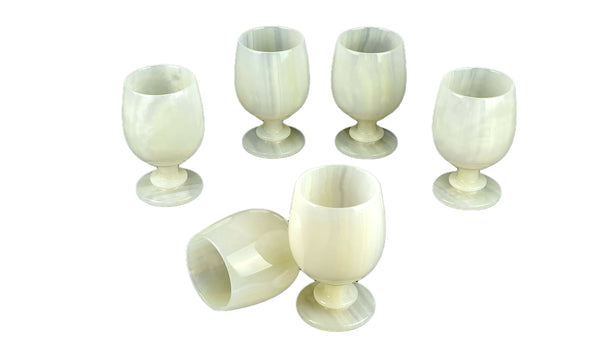 Onyx Goblets (Set of 6), Onyx Wine Glasses, Marble carved glasses