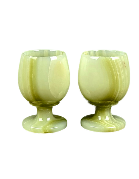 Onyx Goblets (Set of 2), Onyx Wine Glasses, Marble carved glasses