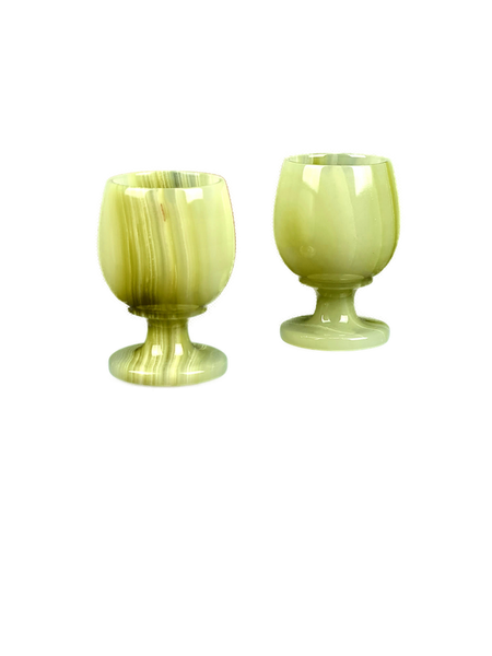 Onyx Goblets (Set of 2), Onyx Wine Glasses, Marble carved glasses