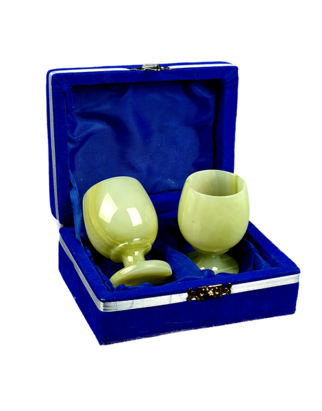 Onyx Goblets (Set of 2), Onyx Wine Glasses, Marble carved glasses