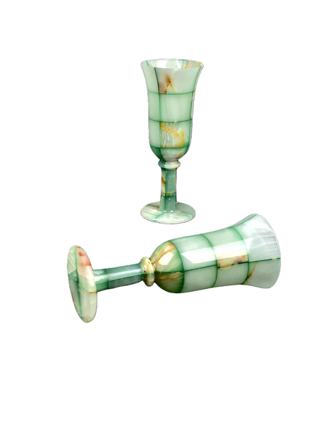 Onyx Goblets (Set of 2), Onyx Wine Glasses, Marble carved glasses