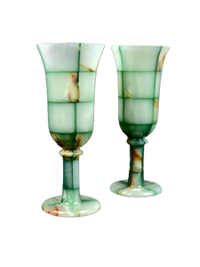 Onyx Goblets (Set of 2), Onyx Wine Glasses, Marble carved glasses