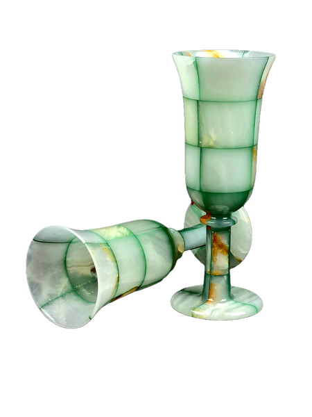 Onyx Goblets (Set of 2), Onyx Wine Glasses, Marble carved glasses