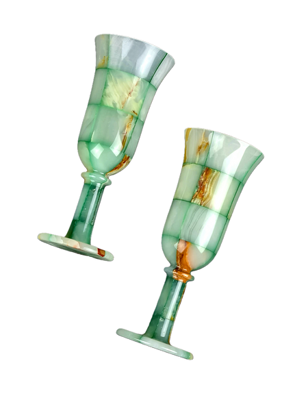 Onyx Goblets (Set of 2), Onyx Wine Glasses, Marble carved glasses