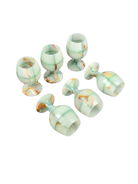 Onyx Goblets (Set of 6), Onyx Wine Glasses, Marble carved glasses