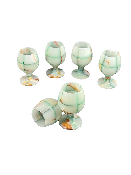 Onyx Goblets (Set of 6), Onyx Wine Glasses, Marble carved glasses