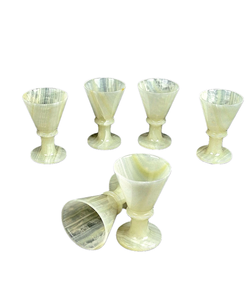 Onyx Goblets (Set of 6), Onyx Wine Glasses, Marble carved glasses