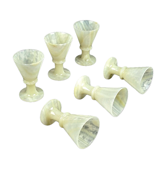 Onyx Goblets (Set of 6), Onyx Wine Glasses, Marble carved glasses
