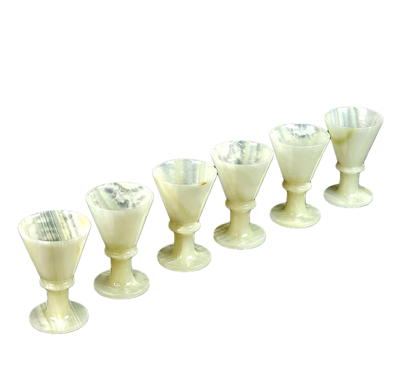 Onyx Goblets (Set of 6), Onyx Wine Glasses, Marble carved glasses