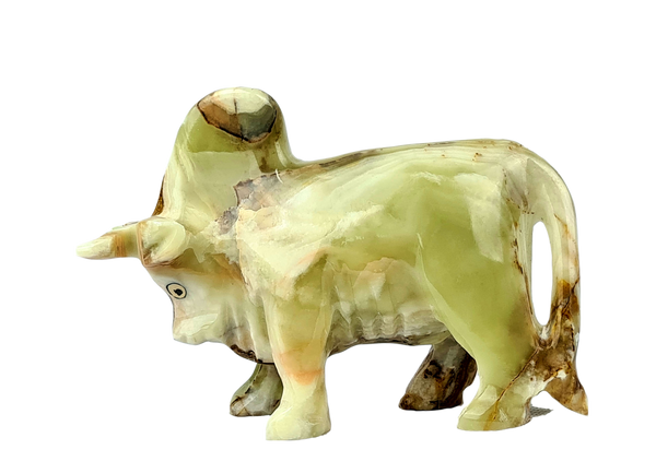 Bull Sculpture Ornament Hand Crafted in Onyx