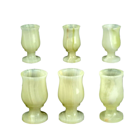 Onyx Goblets (Set of 6), Onyx Wine Glasses, Marble carved glasses