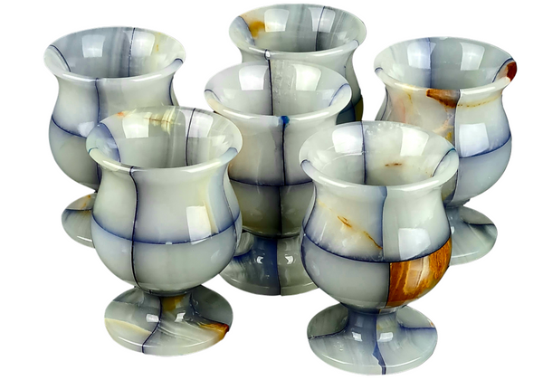 Onyx Goblets (Set of 2), Onyx Wine Glasses, Marble carved glasses