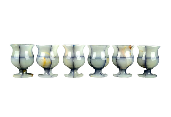Onyx Goblets (Set of 2), Onyx Wine Glasses, Marble carved glasses