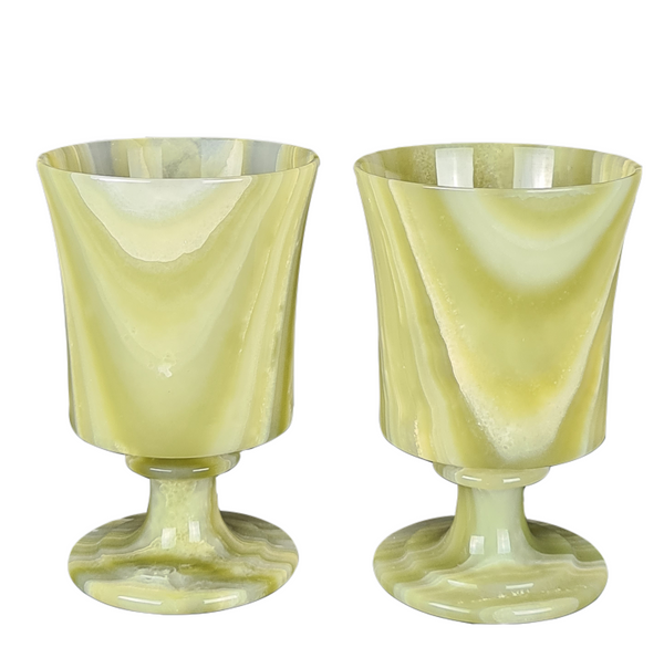 Onyx Goblets (Set of 6), Onyx Wine Glasses, Marble carved glasses