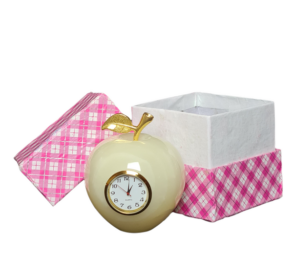 Onyx Marble Hand Crafted Paper Apple Paper weight Clock / Table Clock