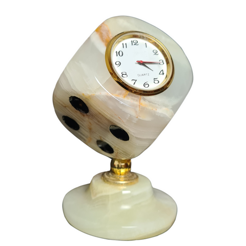 Hand Crafted Onyx Dice Table Clock