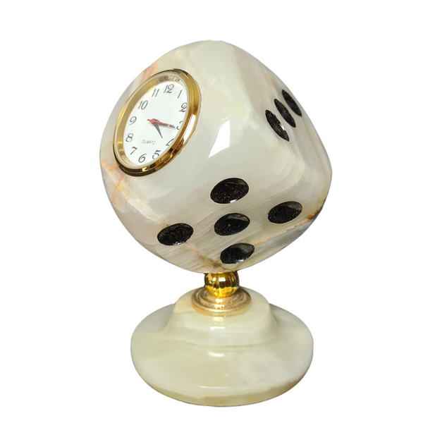 Hand Crafted Onyx Dice Table Clock