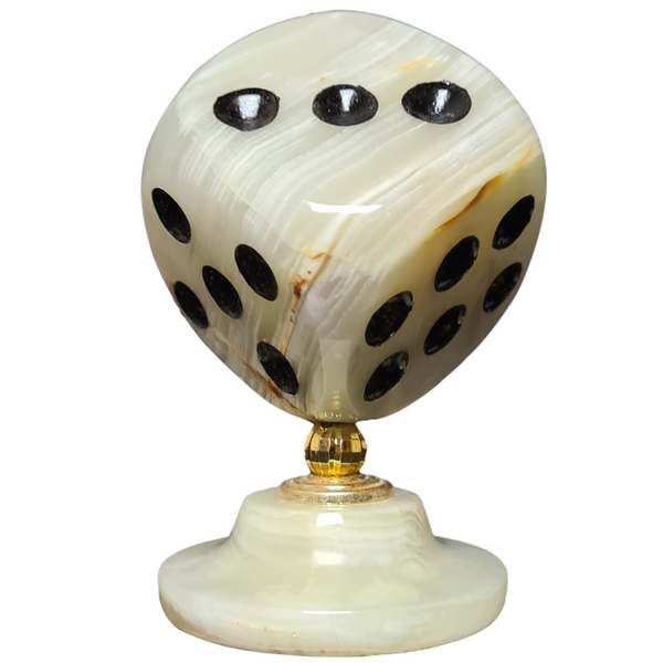 Hand Crafted Onyx Dice Table Clock