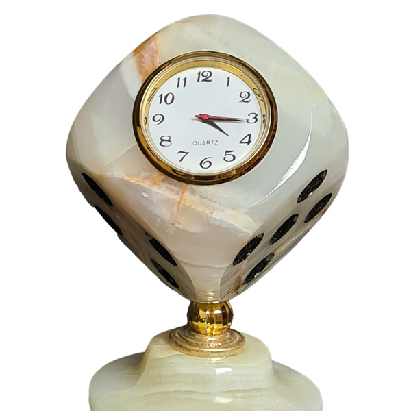 Hand Crafted Onyx Dice Table Clock
