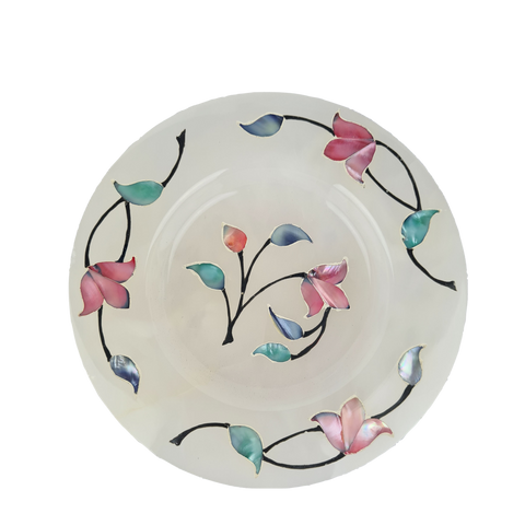 White Marble Hand Painted and Hand Crafted Decorative Plate