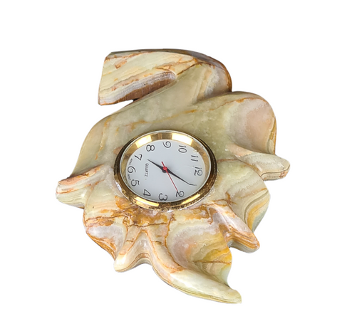 Hand Carved Onyx Paper weight Clock