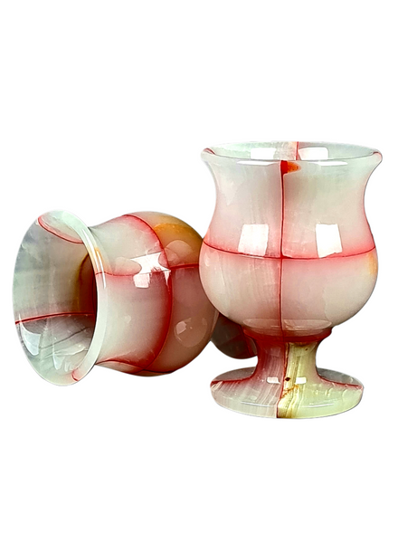 Onyx Goblets (Set of 2), Onyx Wine Glasses, Marble carved glasses