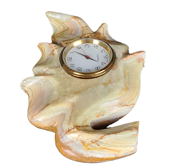 Hand Carved Onyx Paper weight Clock