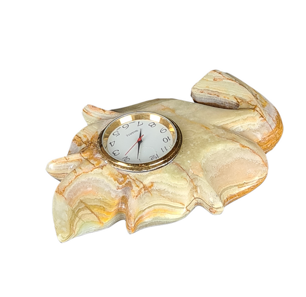 Hand Carved Onyx Paper weight Clock
