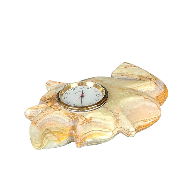 Hand Carved Onyx Paper weight Clock