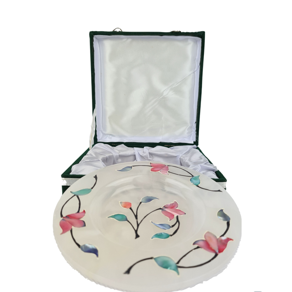 White Marble Hand Painted and Hand Crafted Decorative Plate