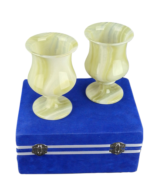 Onyx Goblets (Set of 2), Onyx Wine Glasses, Marble carved glasses