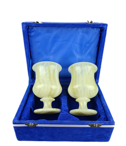 Onyx Goblets (Set of 2), Onyx Wine Glasses, Marble carved glasses