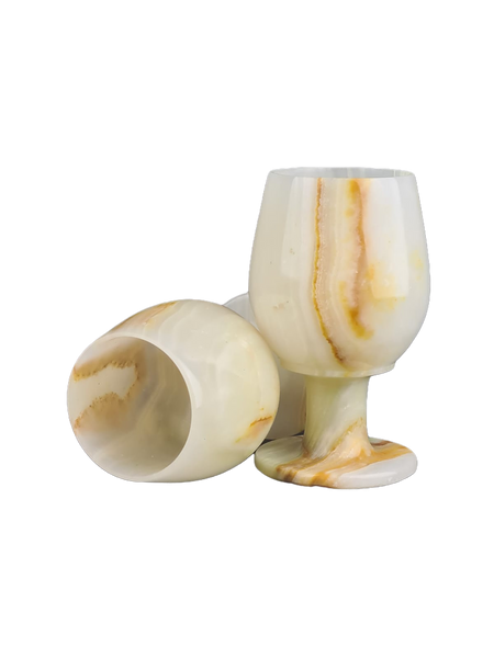 Onyx Goblets (Set of 2), Onyx Wine Glasses, Marble carved glasses