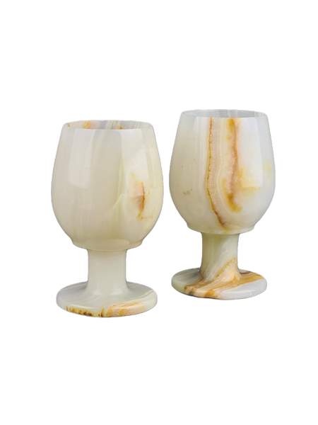 Onyx Goblets (Set of 2), Onyx Wine Glasses, Marble carved glasses