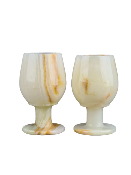 Onyx Goblets (Set of 2), Onyx Wine Glasses, Marble carved glasses