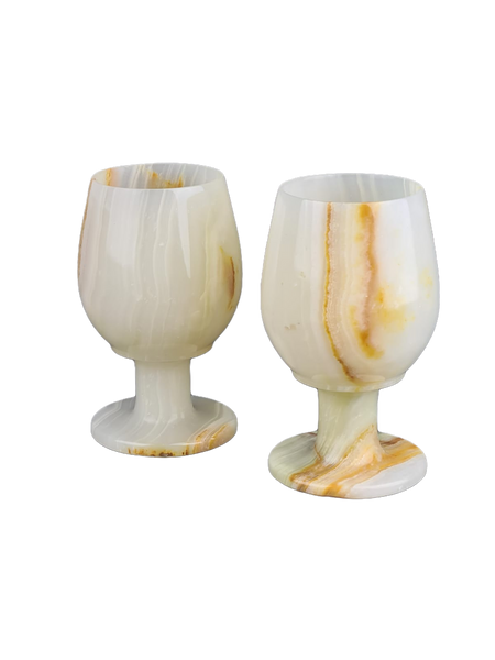 Onyx Goblets (Set of 2), Onyx Wine Glasses, Marble carved glasses