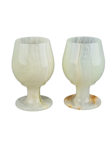 Onyx Goblets (Set of 2), Onyx Wine Glasses, Marble carved glasses