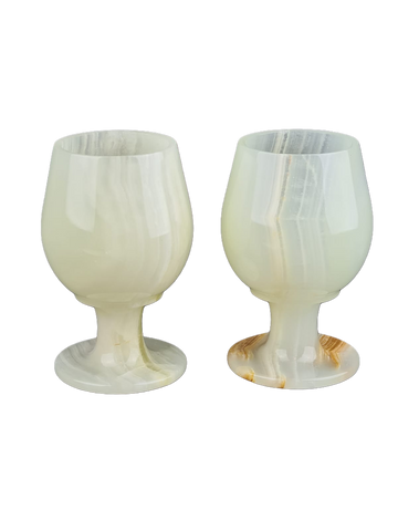 Onyx Goblets (Set of 2), Onyx Wine Glasses, Marble carved glasses