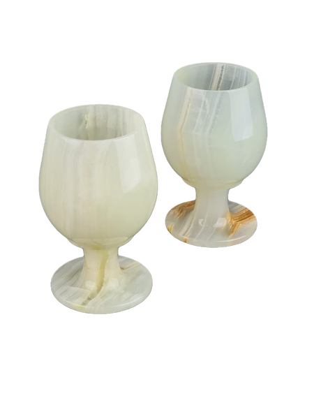 Onyx Goblets (Set of 2), Onyx Wine Glasses, Marble carved glasses