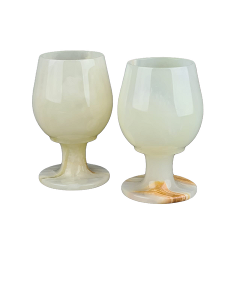 Onyx Goblets (Set of 2), Onyx Wine Glasses, Marble carved glasses
