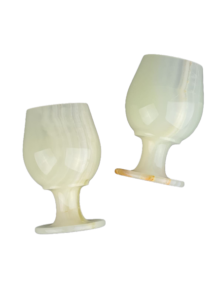 Onyx Goblets (Set of 2), Onyx Wine Glasses, Marble carved glasses