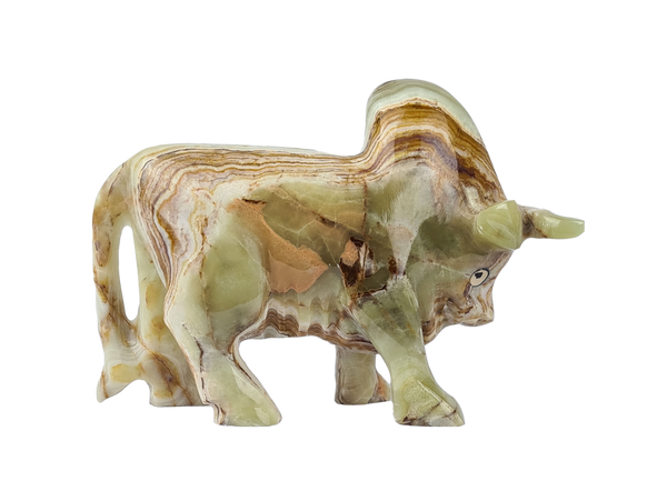 Bull Sculpture Ornament Hand Crafted in Onyx