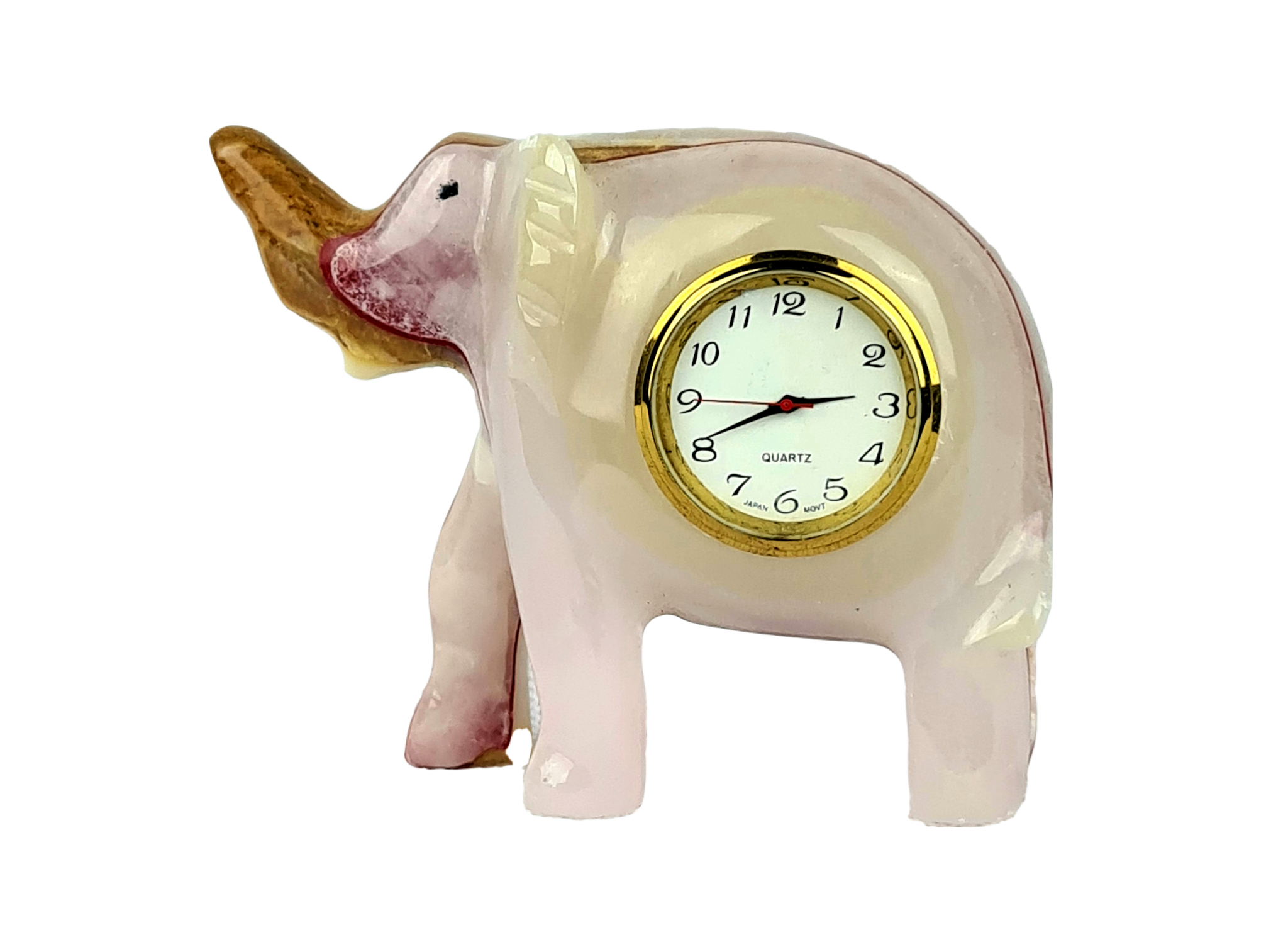 Hand Crafted Elephant Table Clock in Onyx