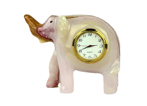 Hand Crafted Elephant Table Clock in Onyx