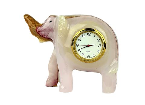 Hand Crafted Elephant Table Clock in Onyx
