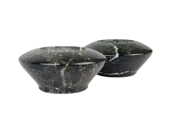 Black Pair Of Onyx Tea Light Holder